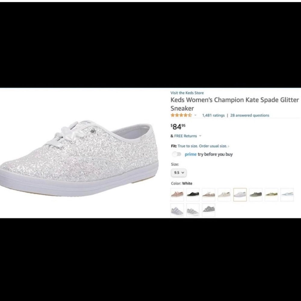 Keds Women's Champion Kate Spade Glitter Sneaker - White. Wedding shoes!